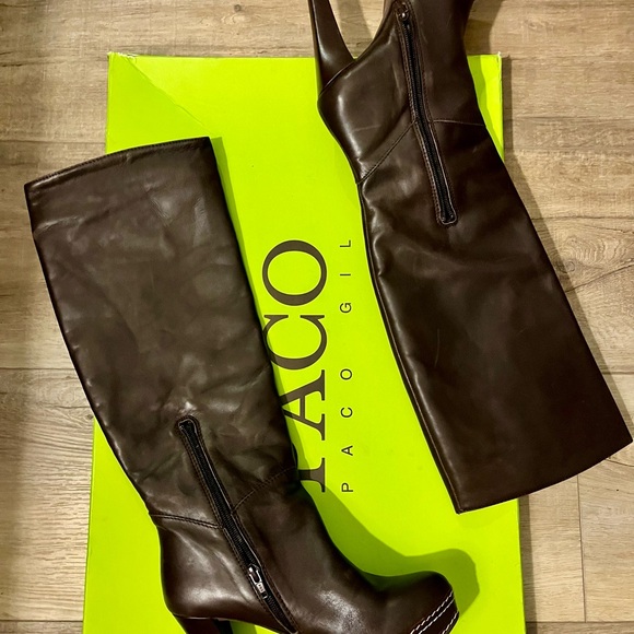 PACO PACO GIL Espresso Knee High Heeled Boots Size: 7 M -B - Picture 6 of 8